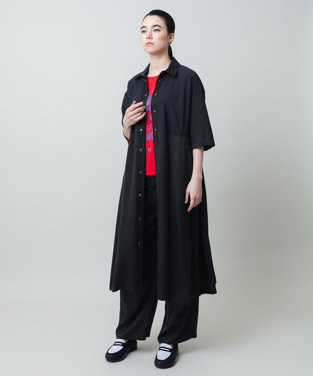 異素材ドッキングシャツワンピース