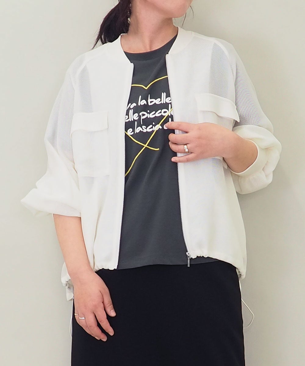 ドロストヘムジップアップメッシュブルゾン