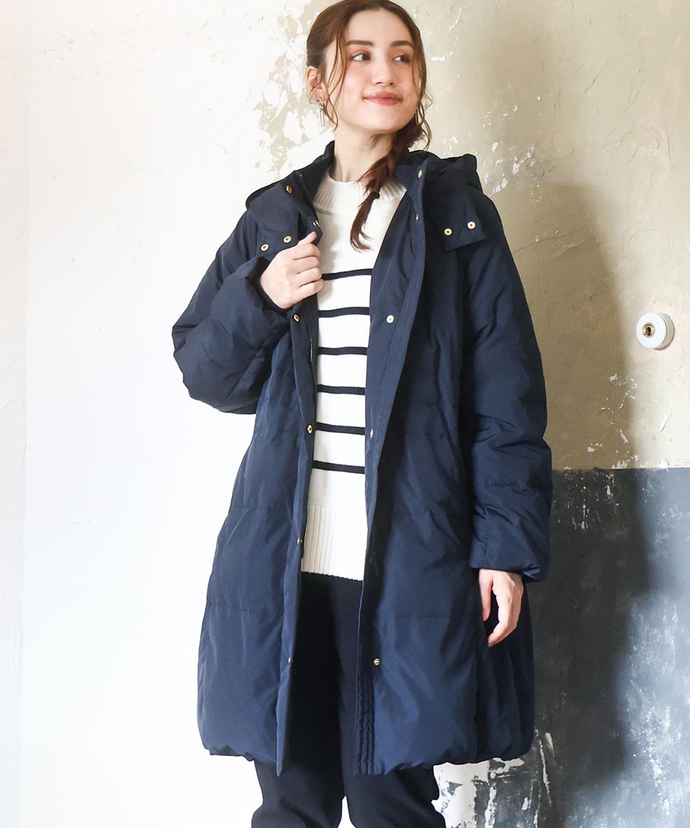 フードロングダウンコート