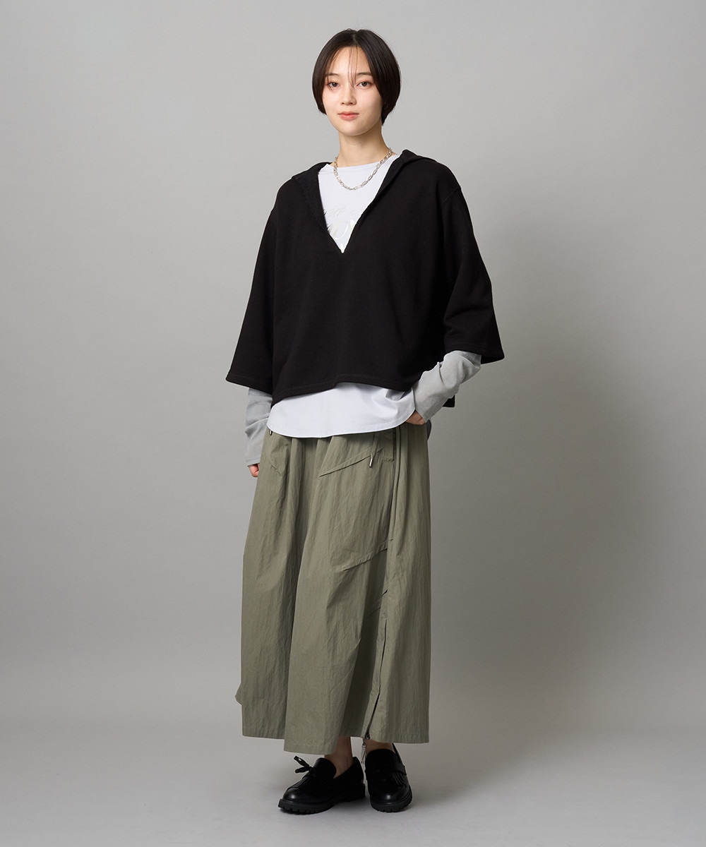 【洗える】サイドジップ付きタックスカート