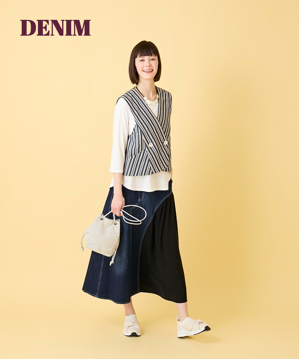 ストライプジレ＆デニムスカート