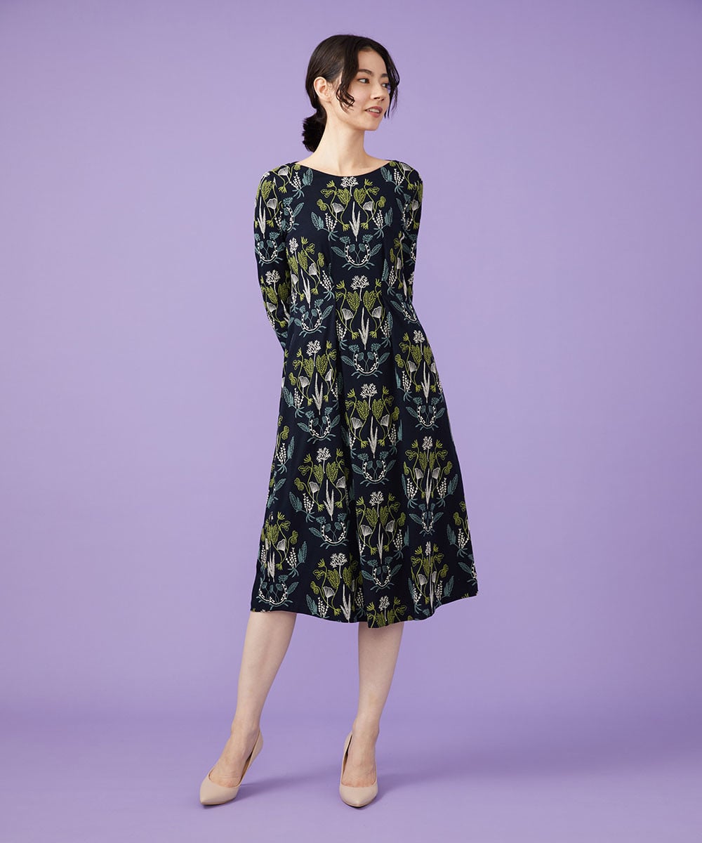 Botanical embroidery dress