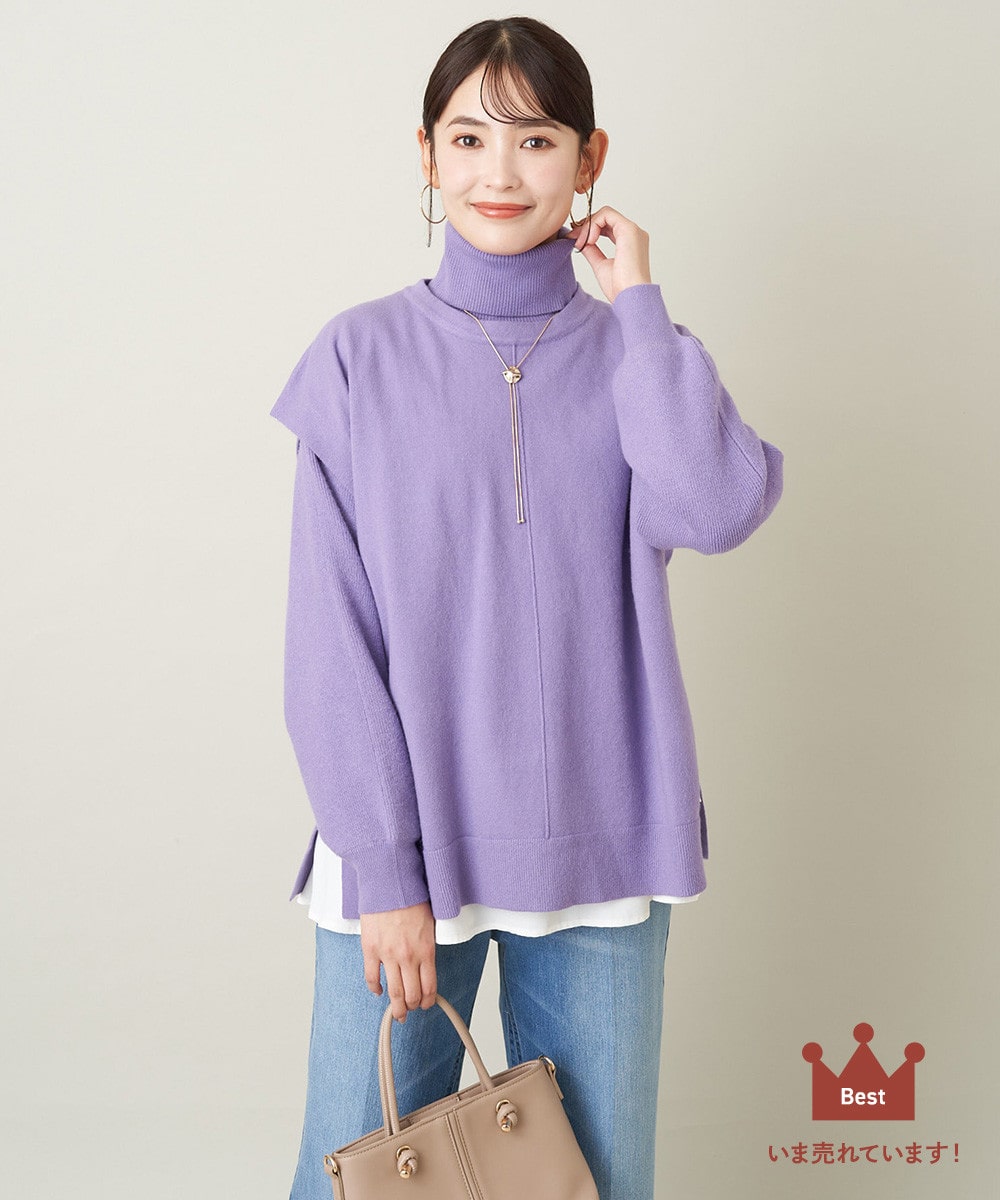 ショートニット×ベストレイヤードセット