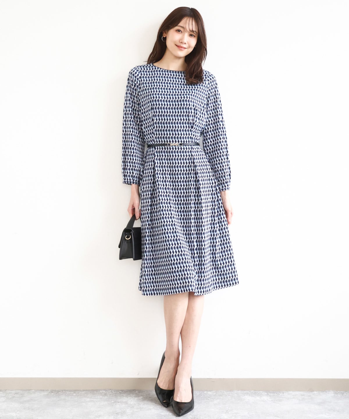 MK MICHEL KLEINの幾何柄ジャージーワンピース