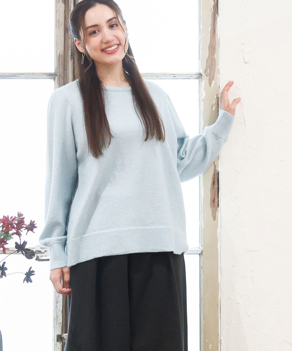 ラメスパンコールニット