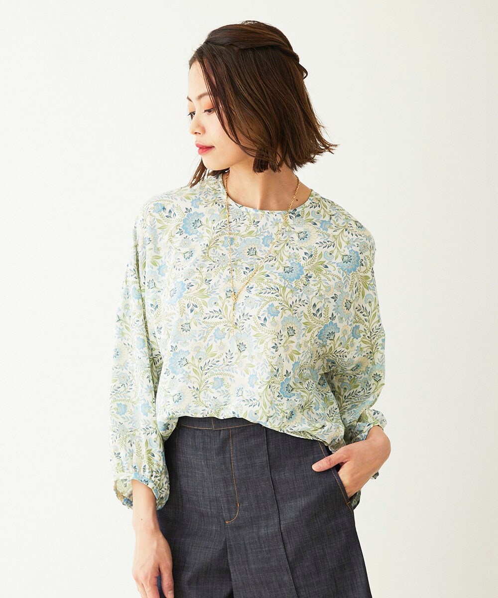 【セットアップ対応/洗える】オリジナルフラワープリントブラウス
