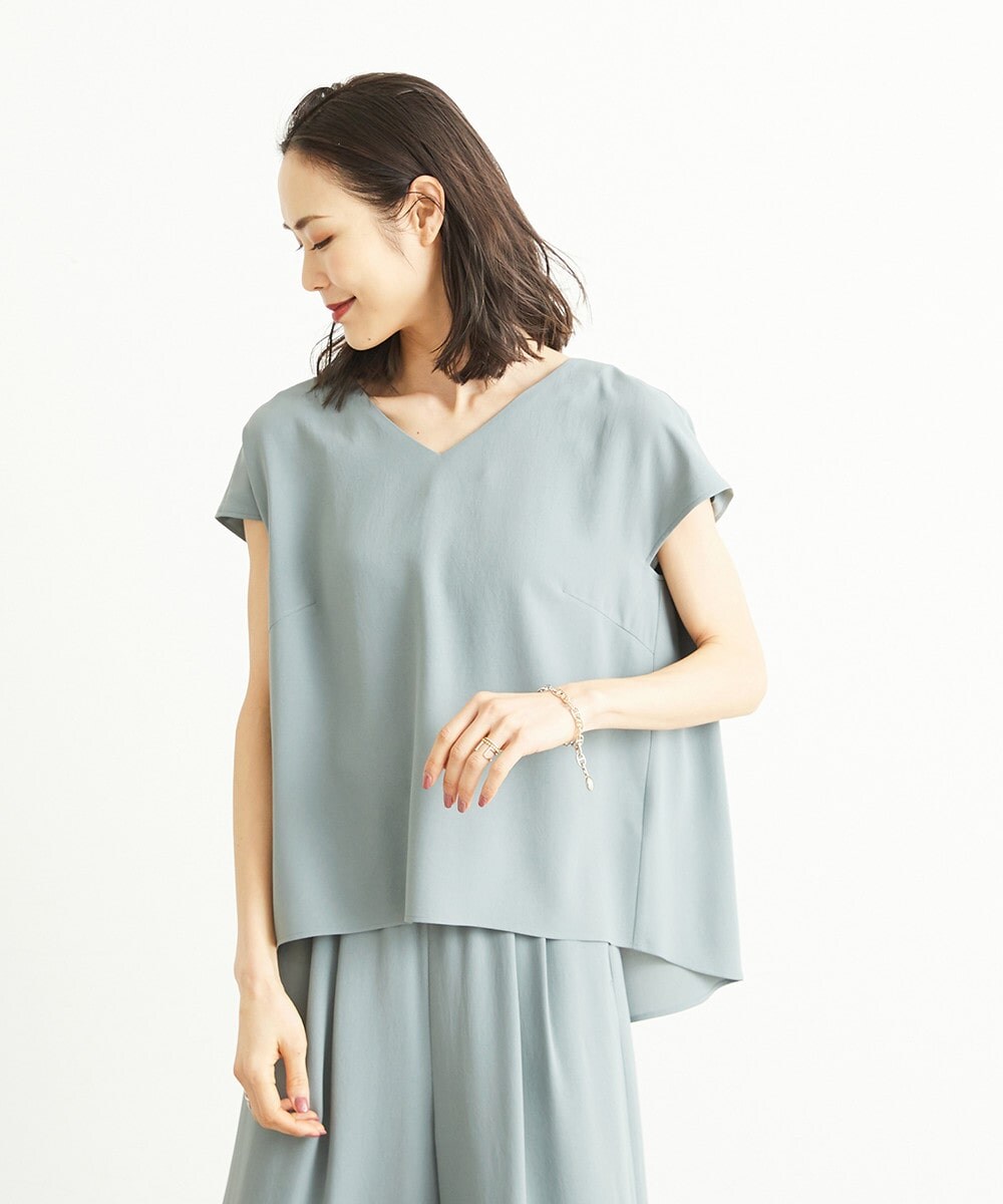 【セットアップ対応/洗える】Vネックオーバーブラウス