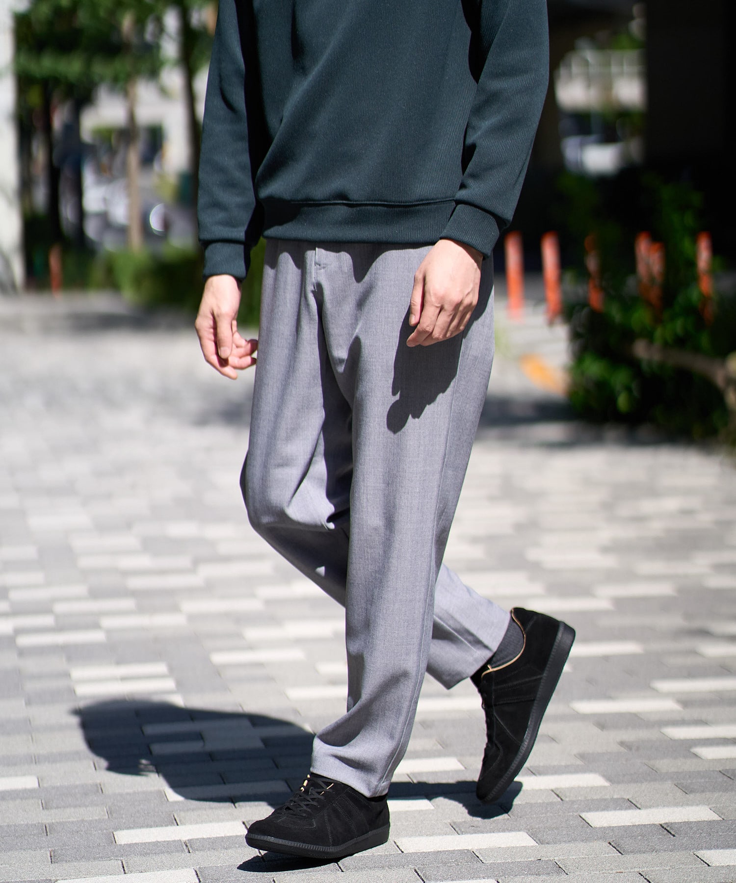 【イージーケア/洗濯機で洗える】メランジストレッチセミルーズパンツ