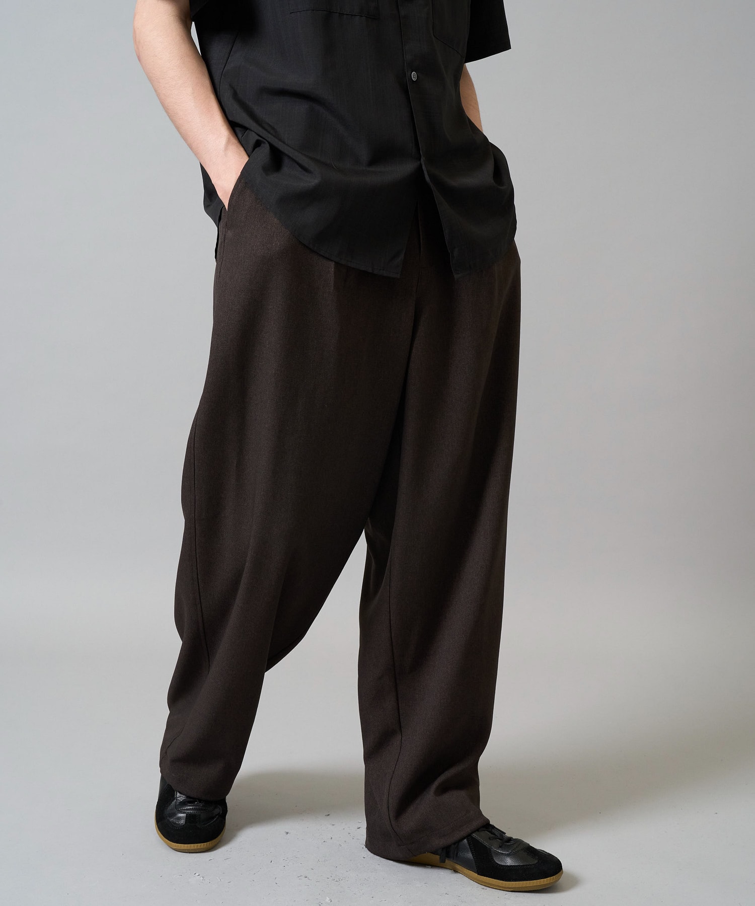 【イージーケア/毛玉になりにくい】オーバーパンツ LANATEC