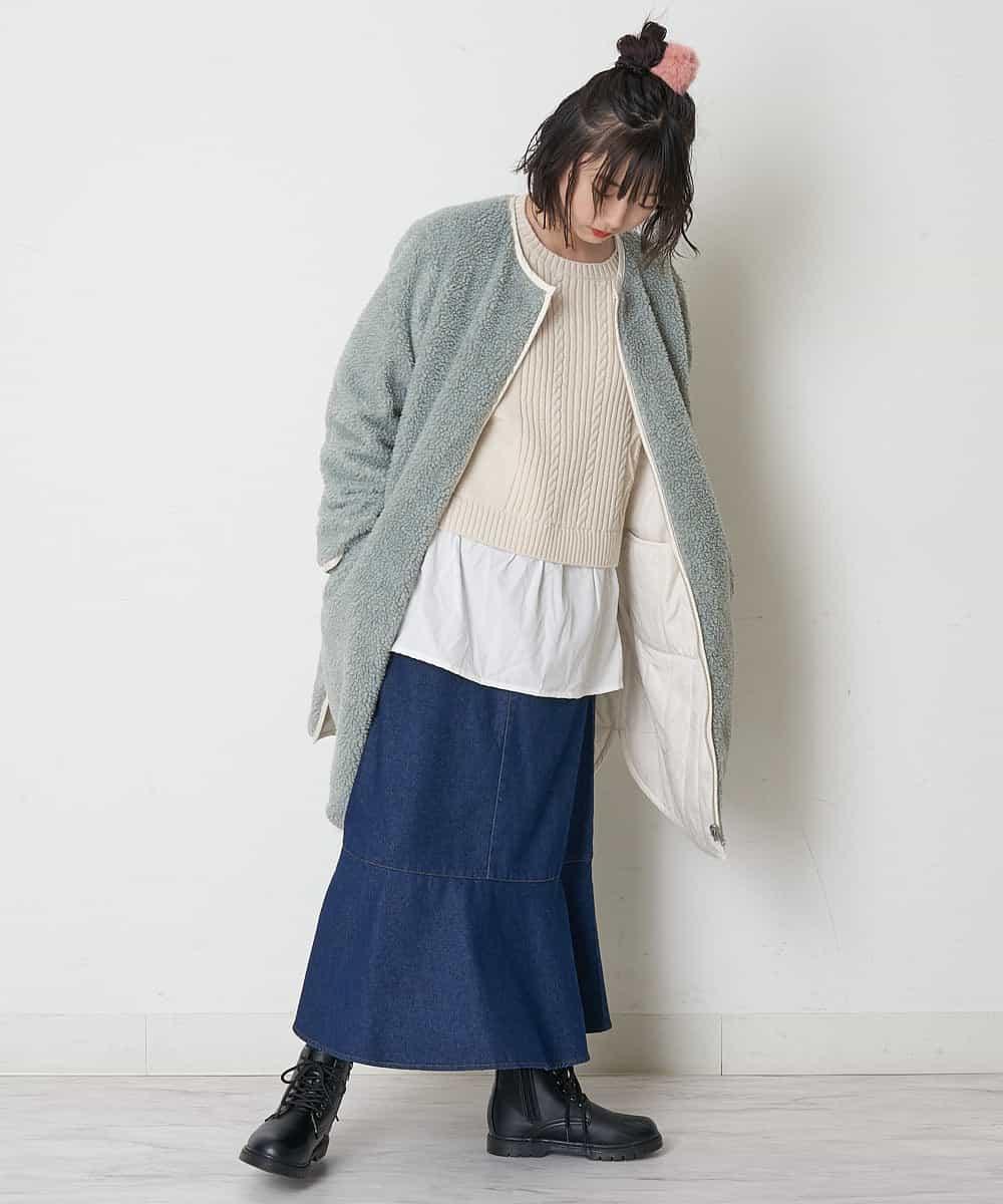 タフタ&ボアリバーシブルコート
