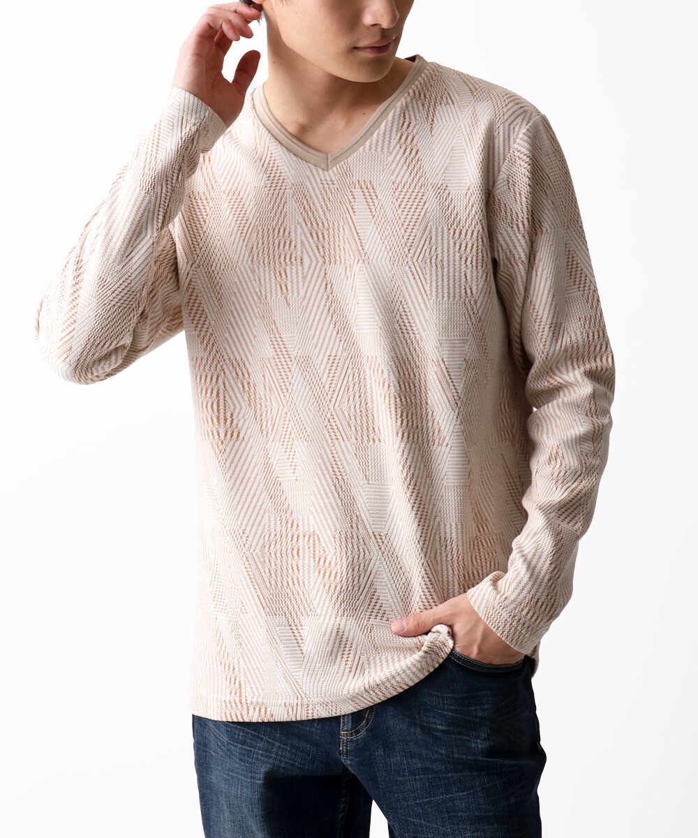 MKミッシェルクランオムのVネックフクレジャカードカットソー