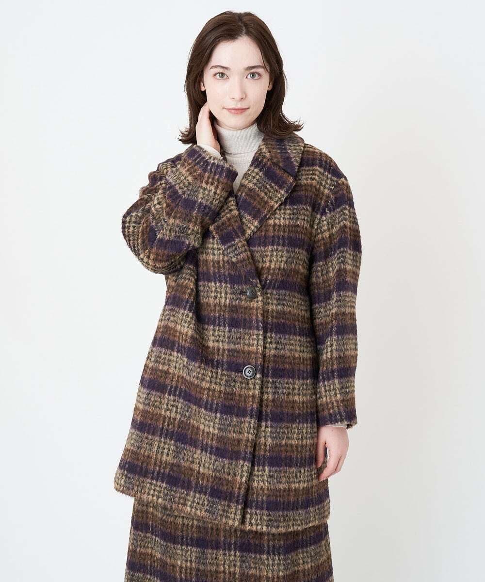 アルパカシャギーチェックコート