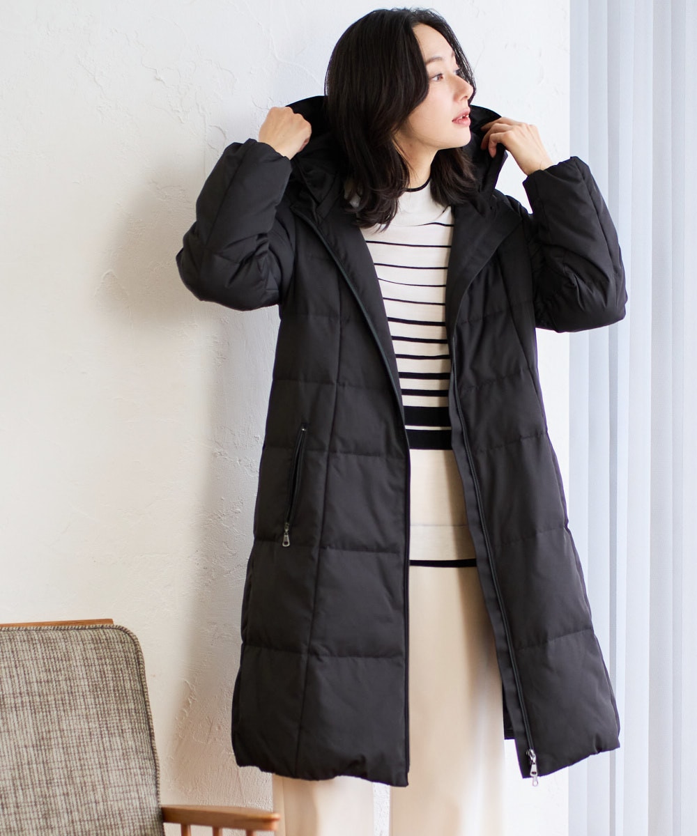 シャイニータフタロングダウンコート