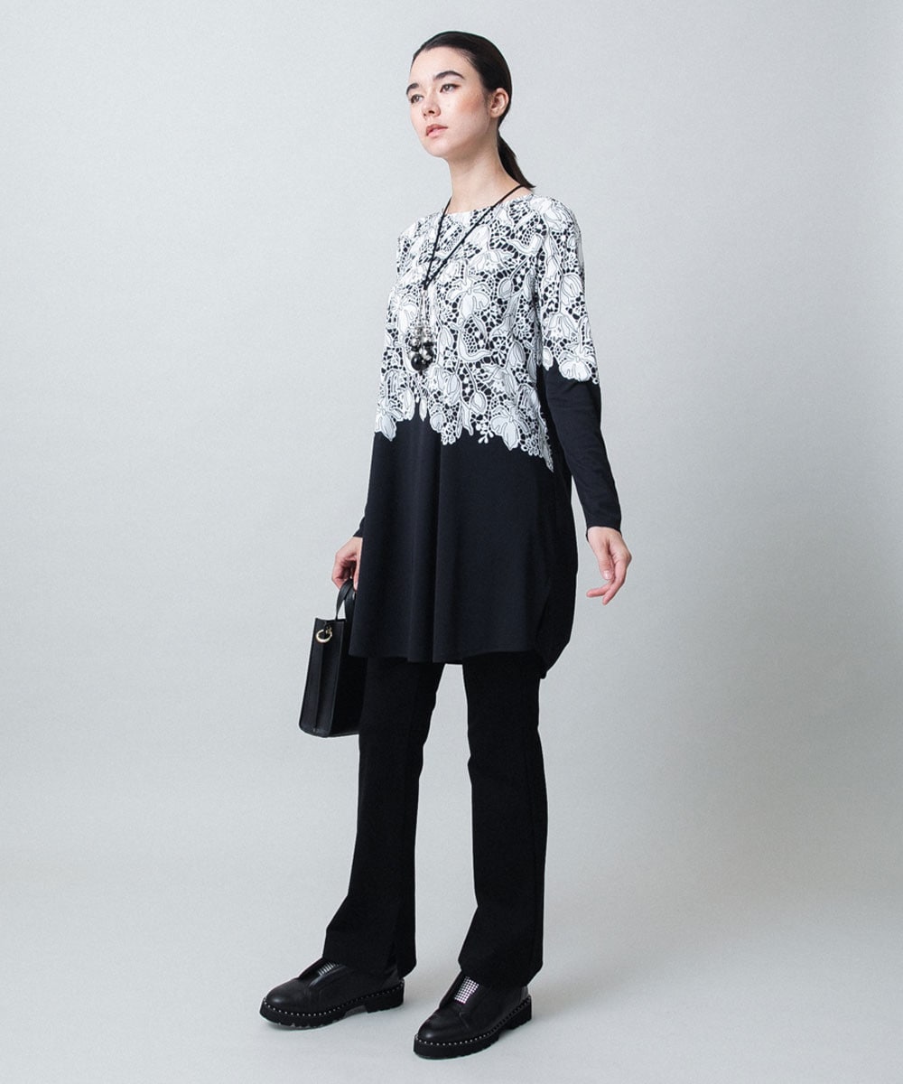 レースプリントチュニック/日本製/洗える