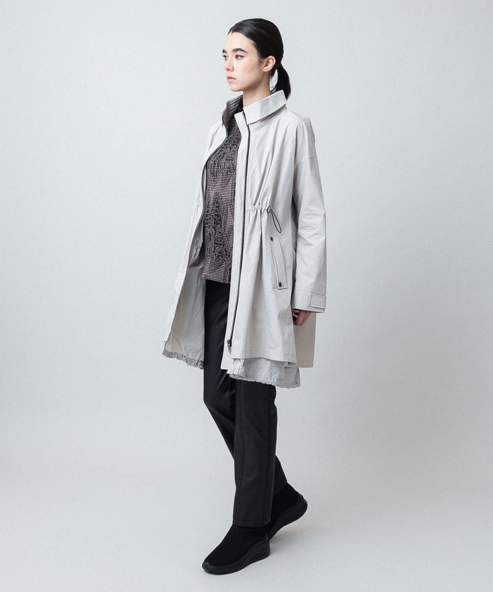 レイヤード風デザインタフタコート/洗える