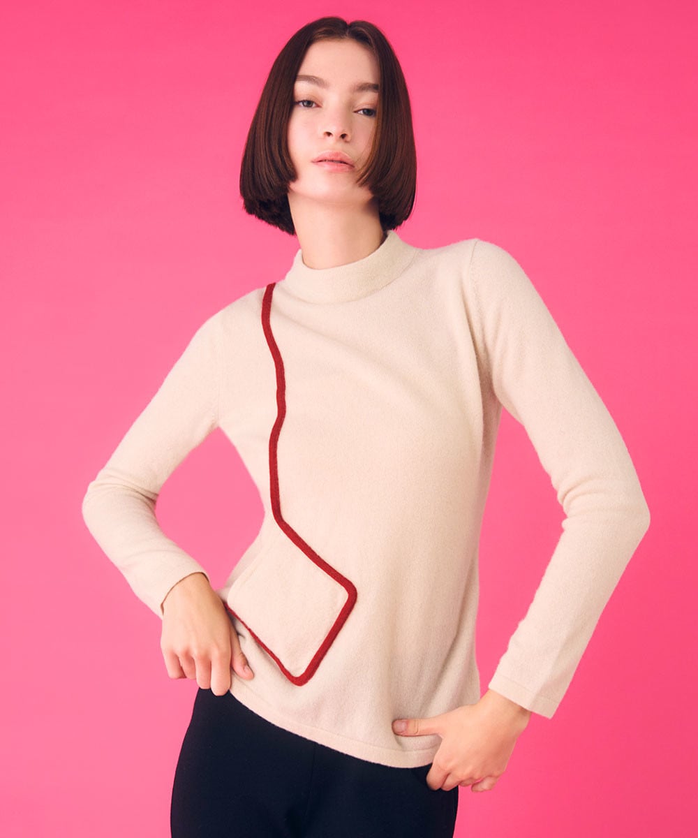 Pocket design high neck knit