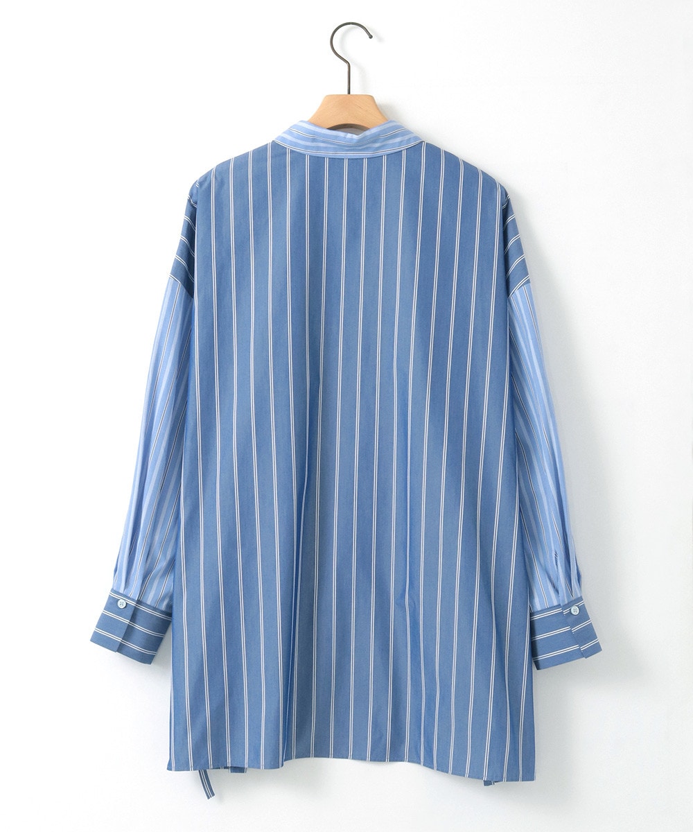 配色ストライプドロストシャツ