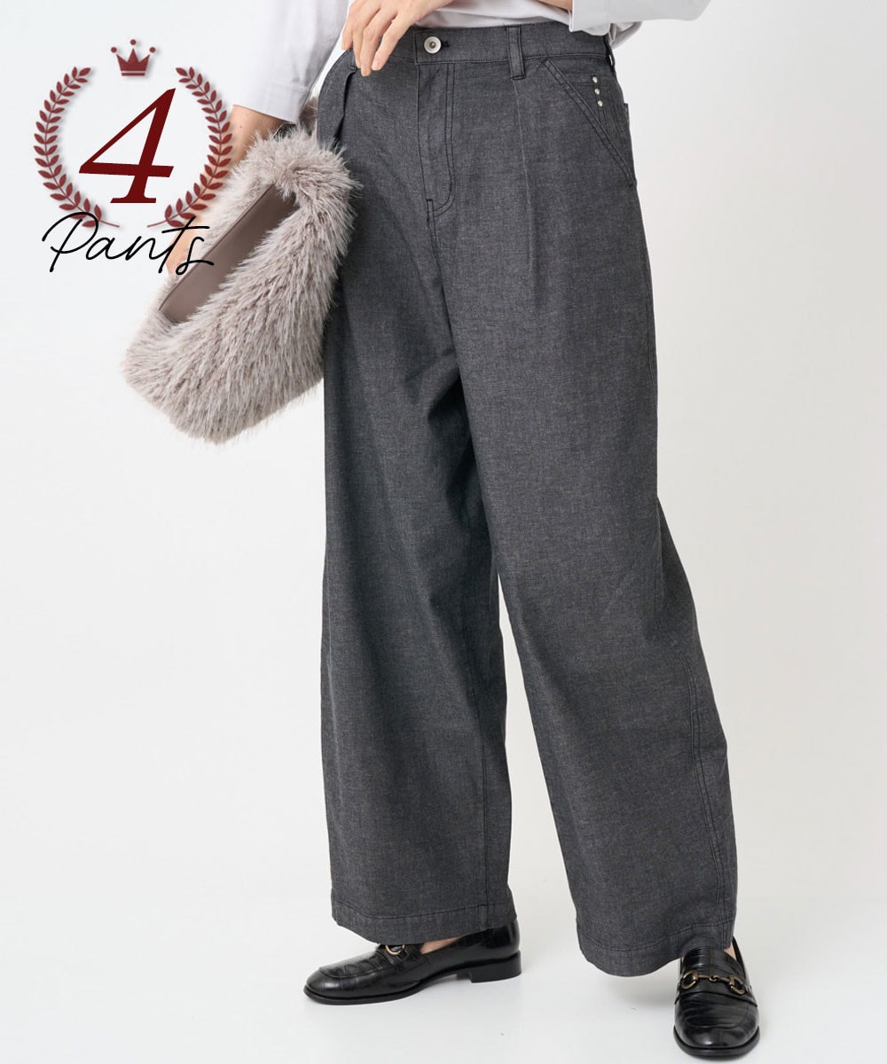 バレルワイドブラックデニムパンツ