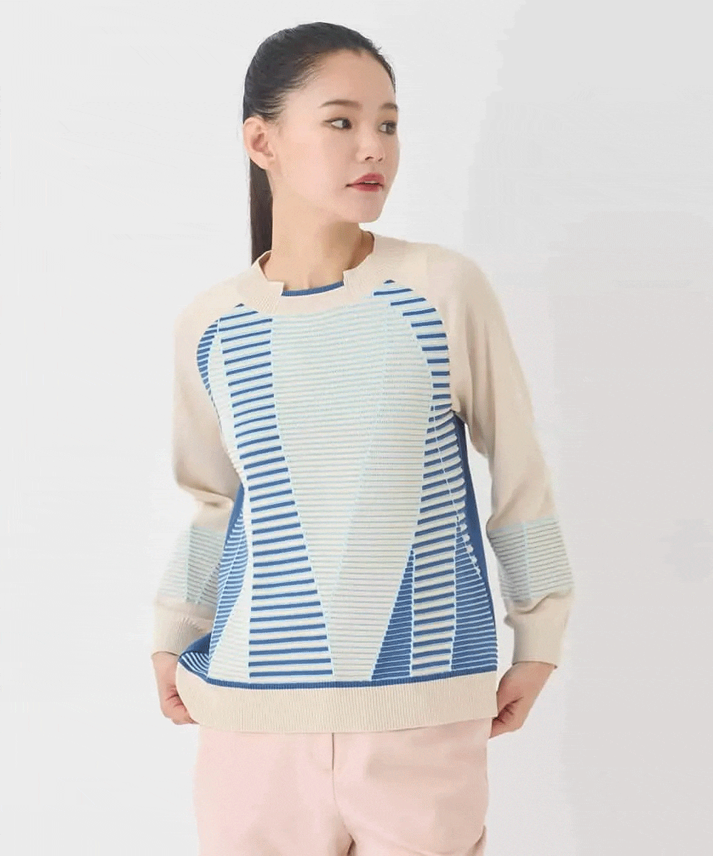 ボーダーミックスニット