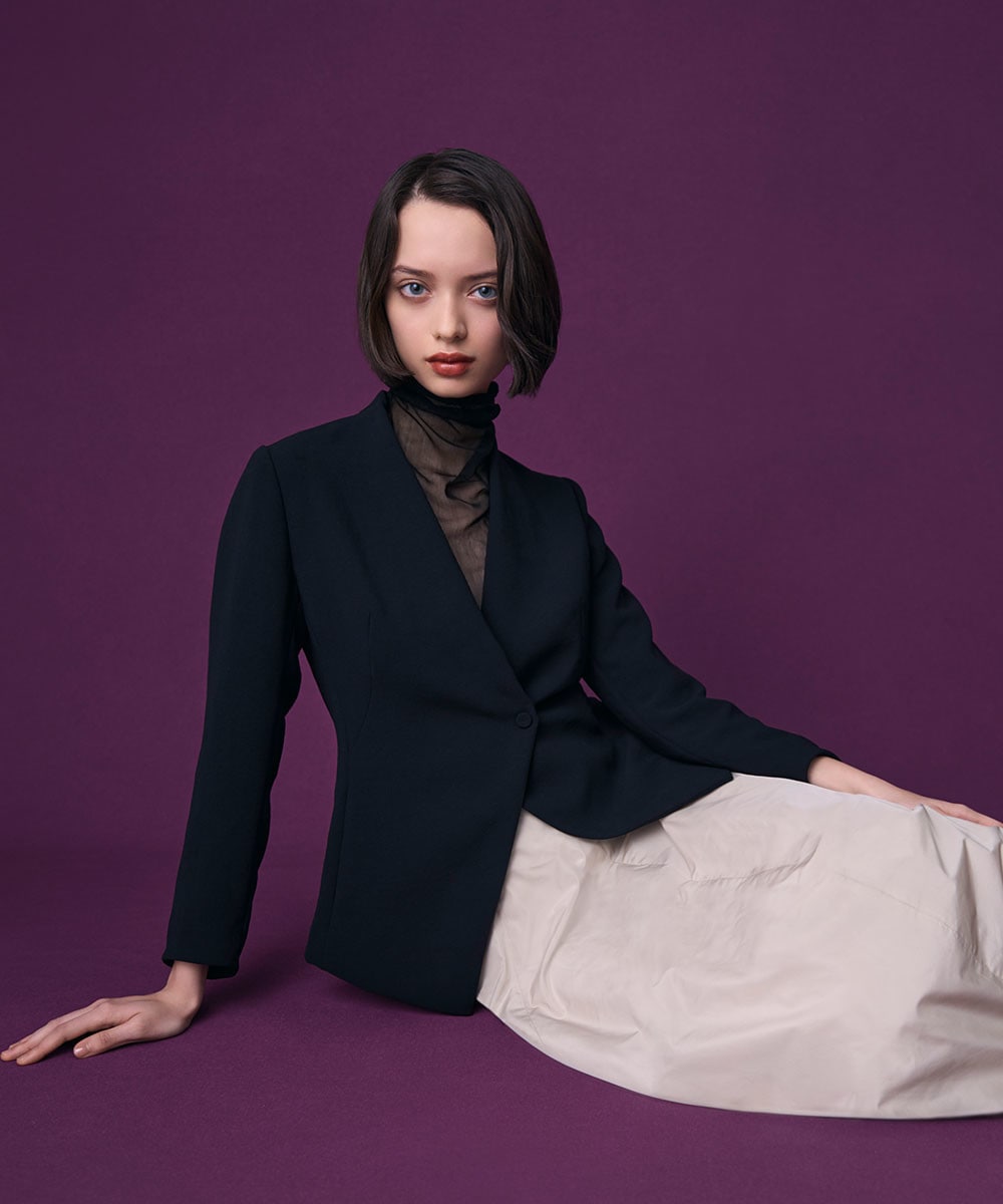 New jacket x silk tulle turtle neck