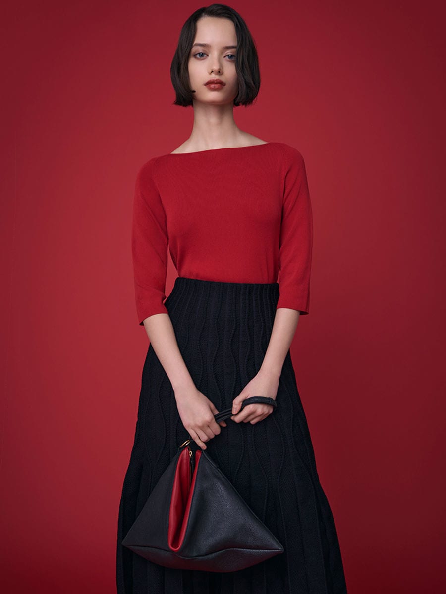 Red knit top
