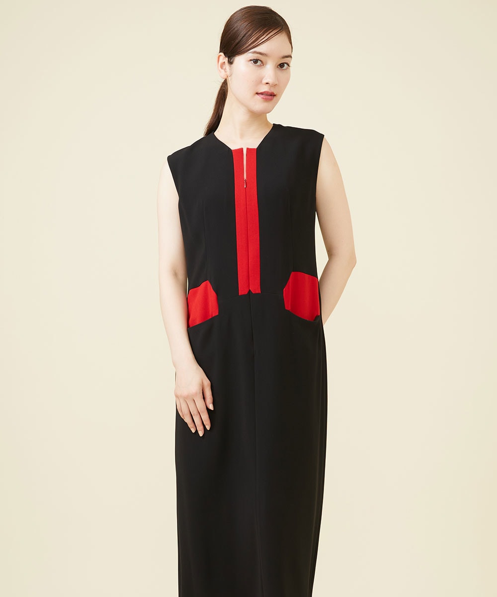 Black x red bi-color dress　