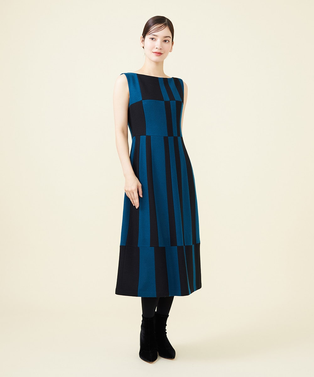 Blue & black patchwork dress