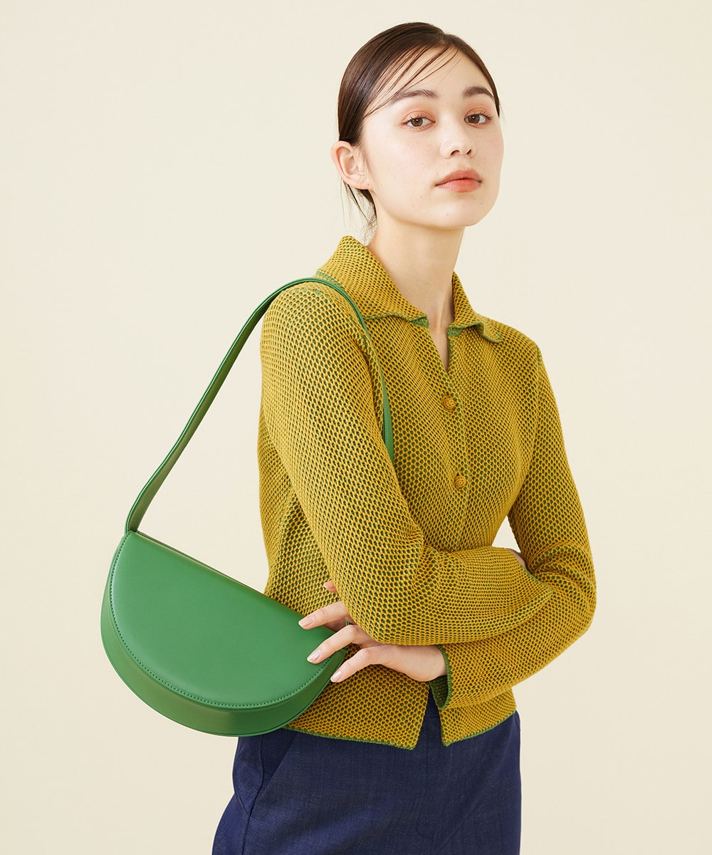 Round leather bag: green