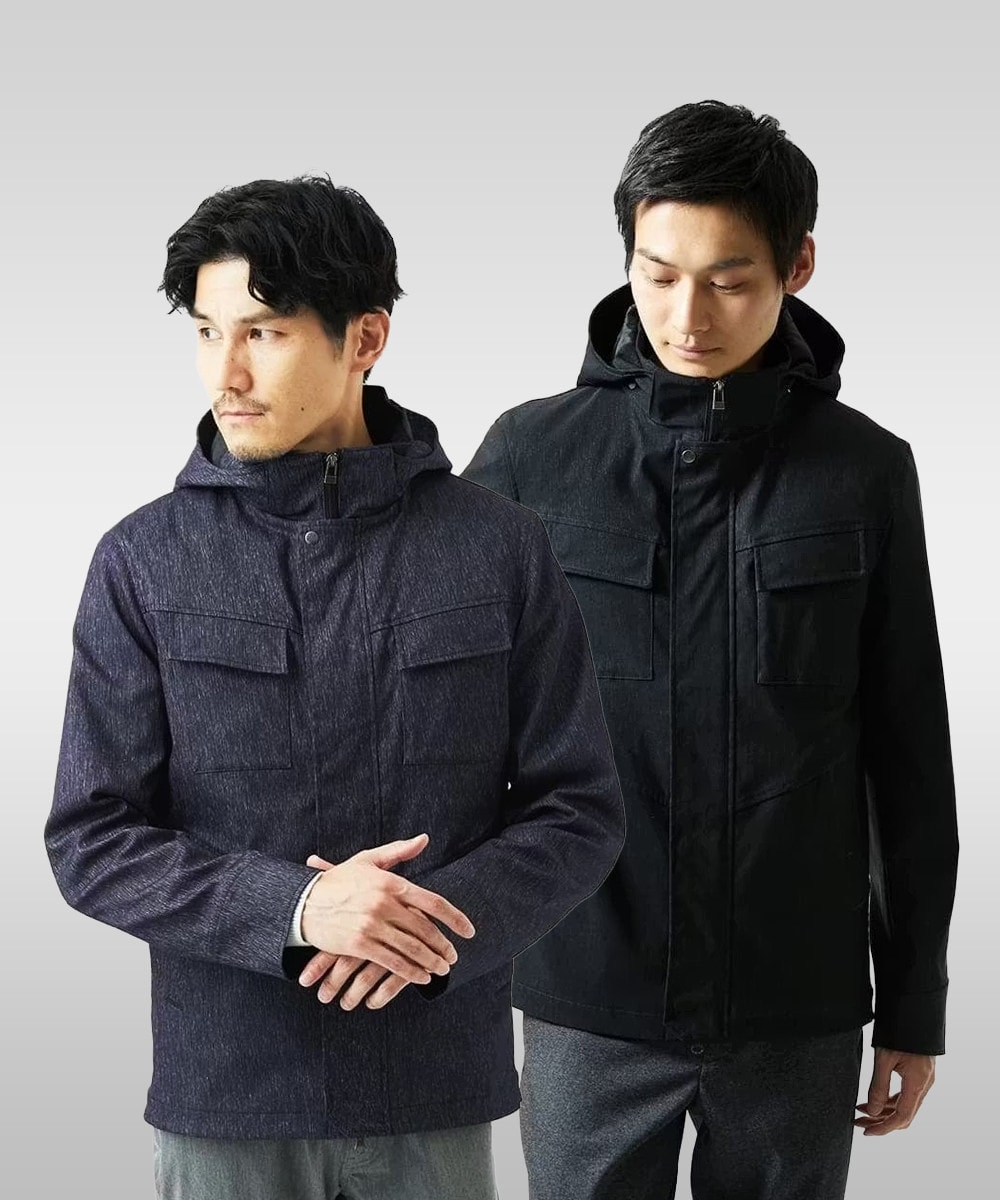 【ライナー付き / 撥水 / ストレッチ】 COMFUN CLOTH(コンファンクロス） フード付ブルゾン