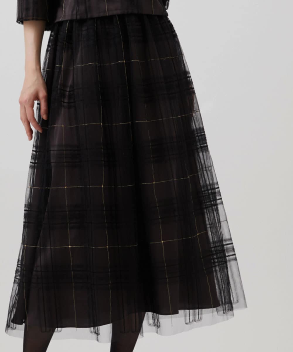 Lamé embroidered tulle skirt