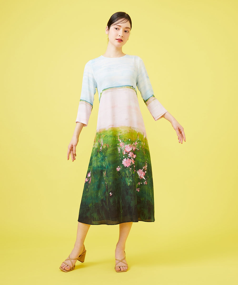 ランドスケーププリントドレス