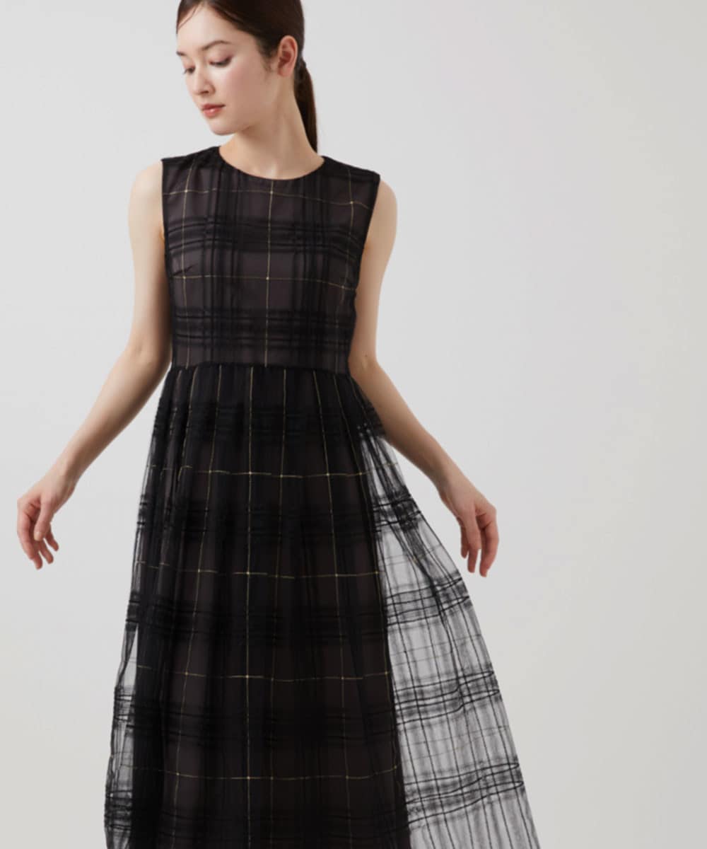 Lamé embroidered tulle dress
