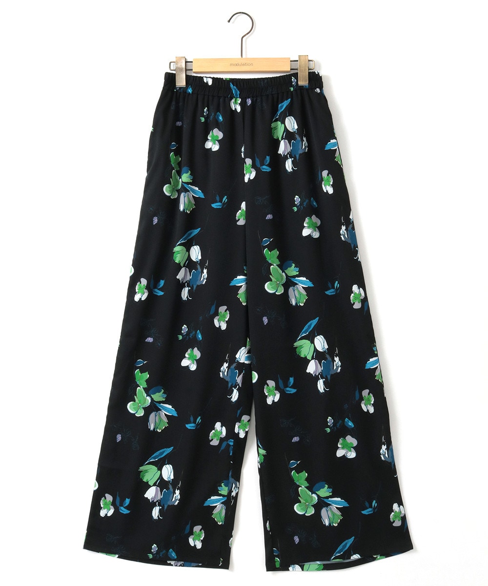 フラワープリントイージーワイドパンツ