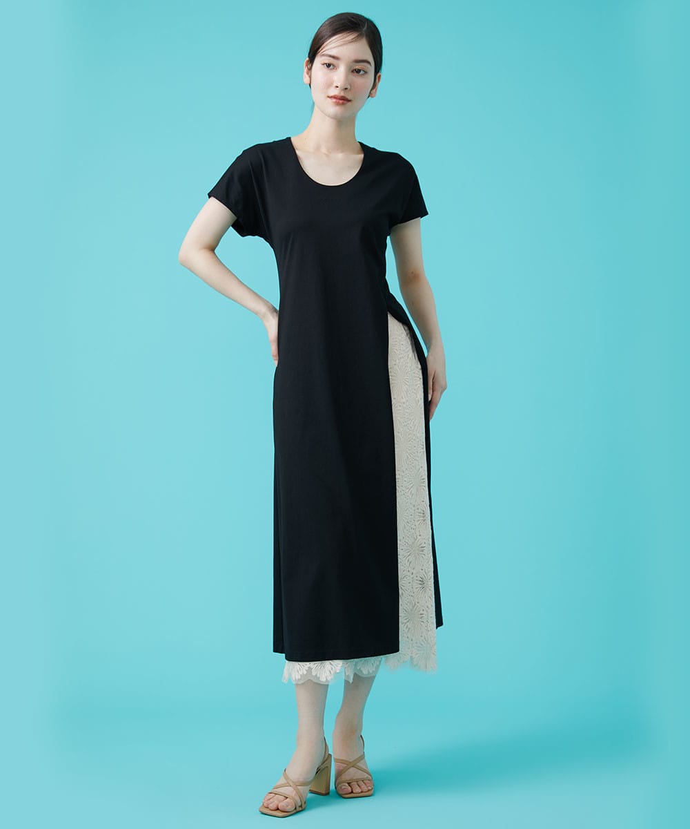 Assymetrical side slit jersey top