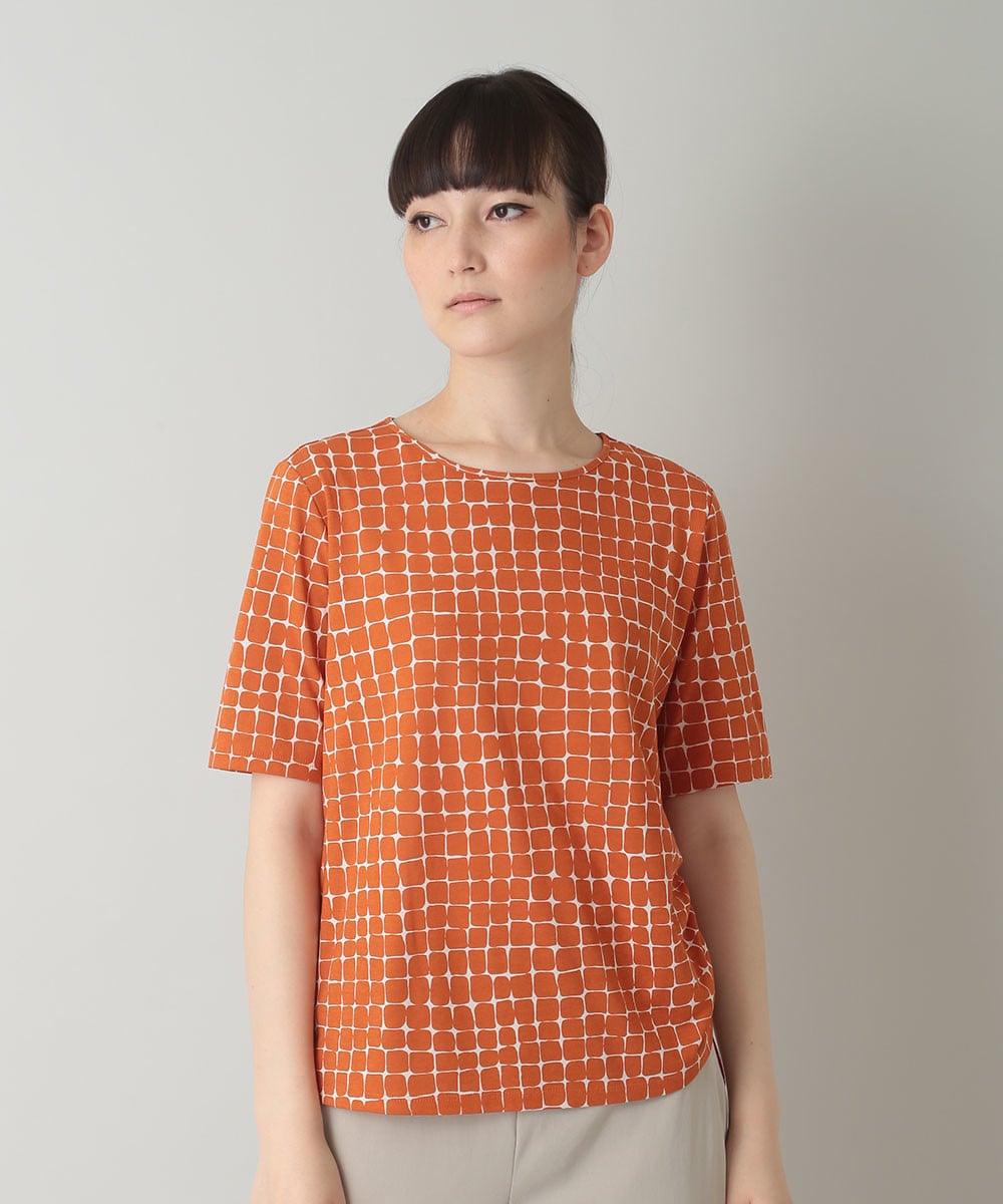 ヒロココシノ 半袖 Tシャツ レディース 幾何学模様 夏 カラフル 日本製