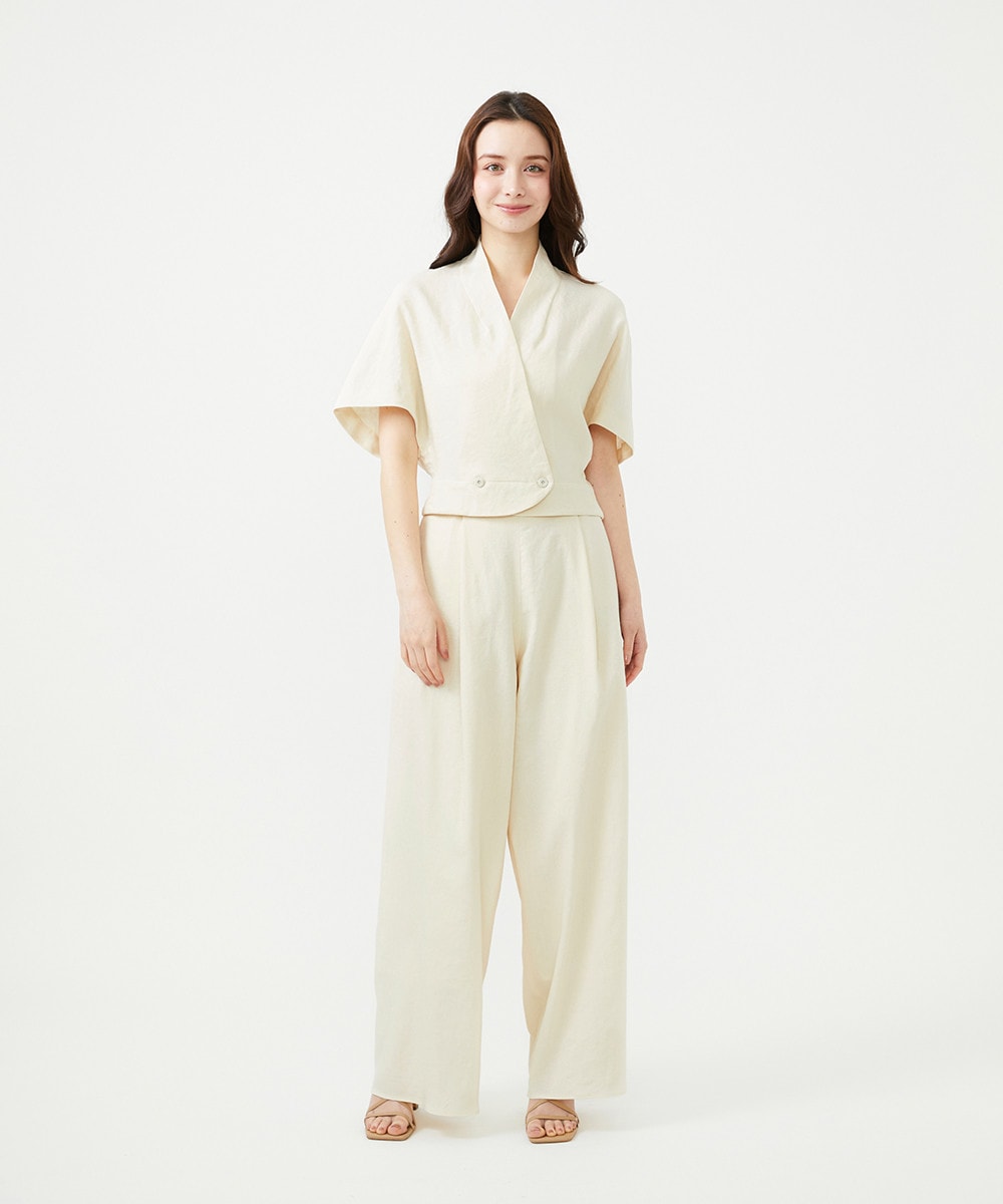 Front tuck linen pants