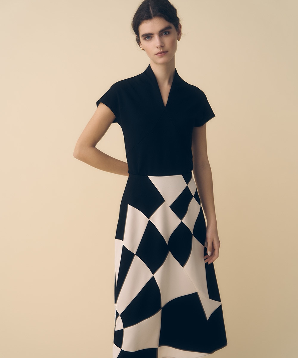 Geometric patchwork skirt