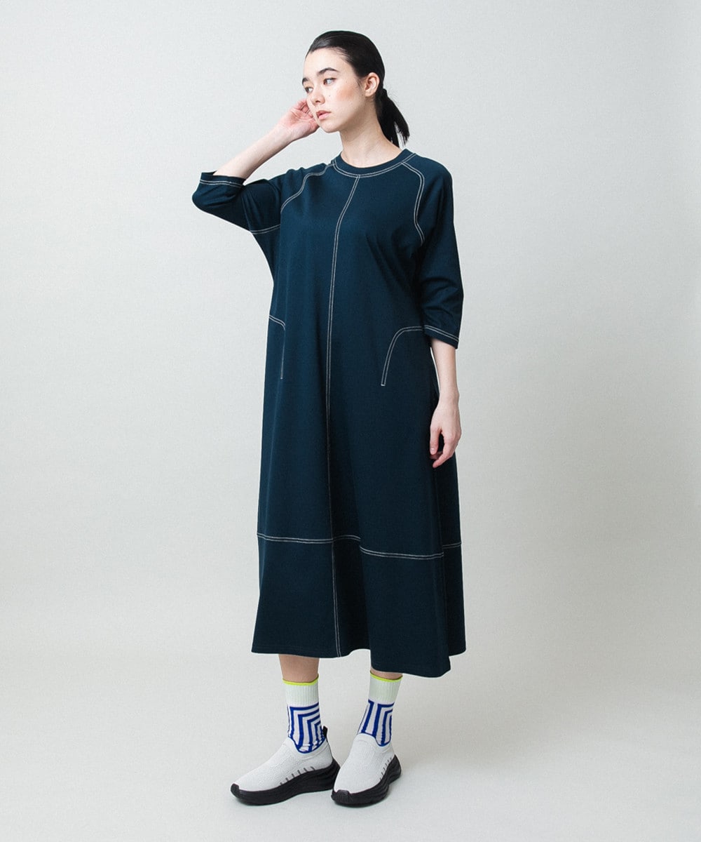 コットンジャージーラグランワンピース/洗える