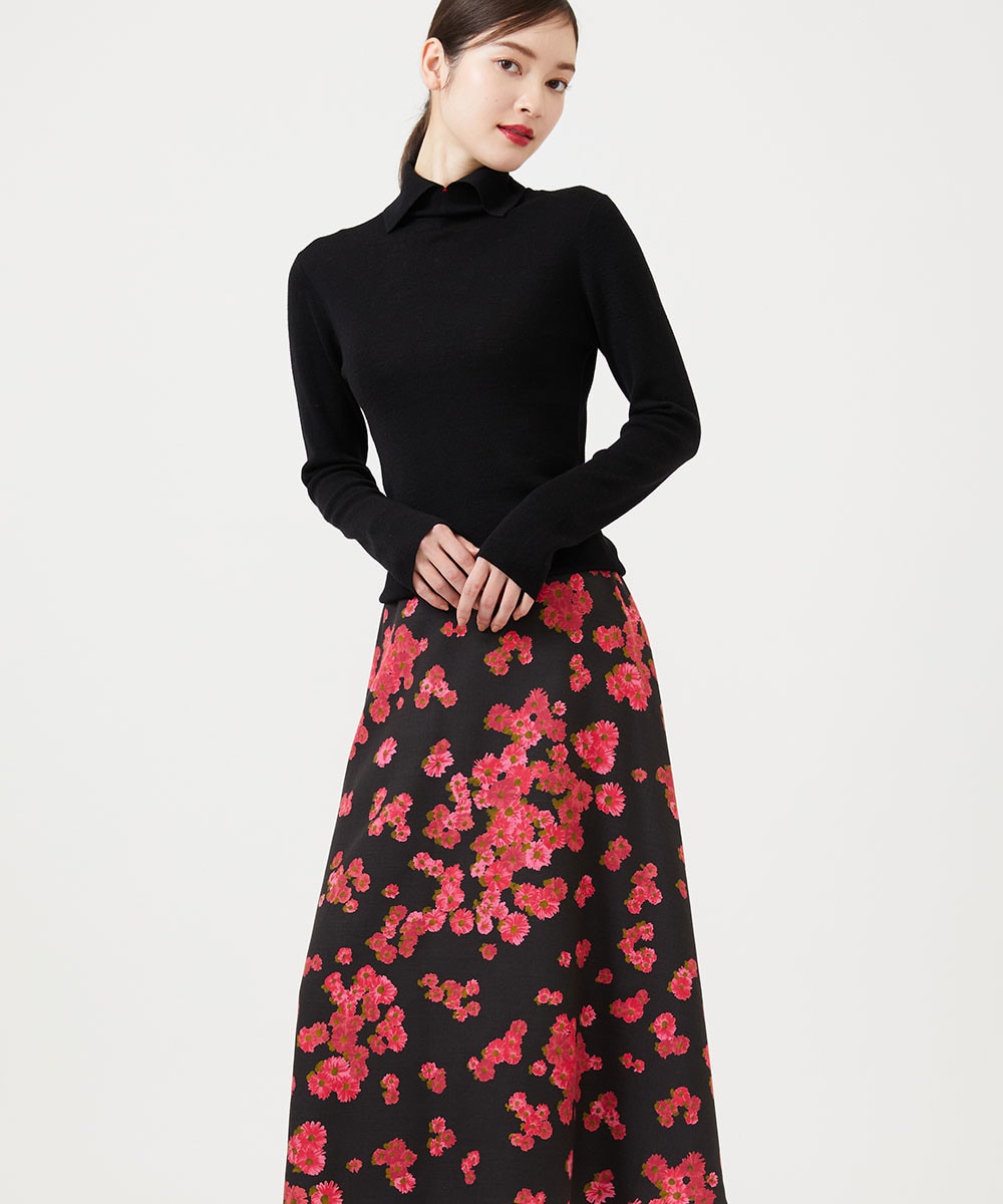 Pink Marguerite flower print skirt
