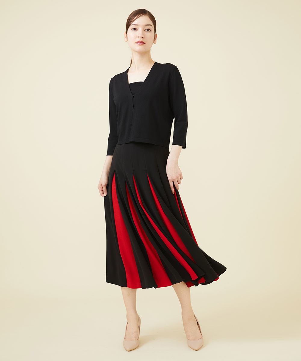 Black x red bi-color skirt