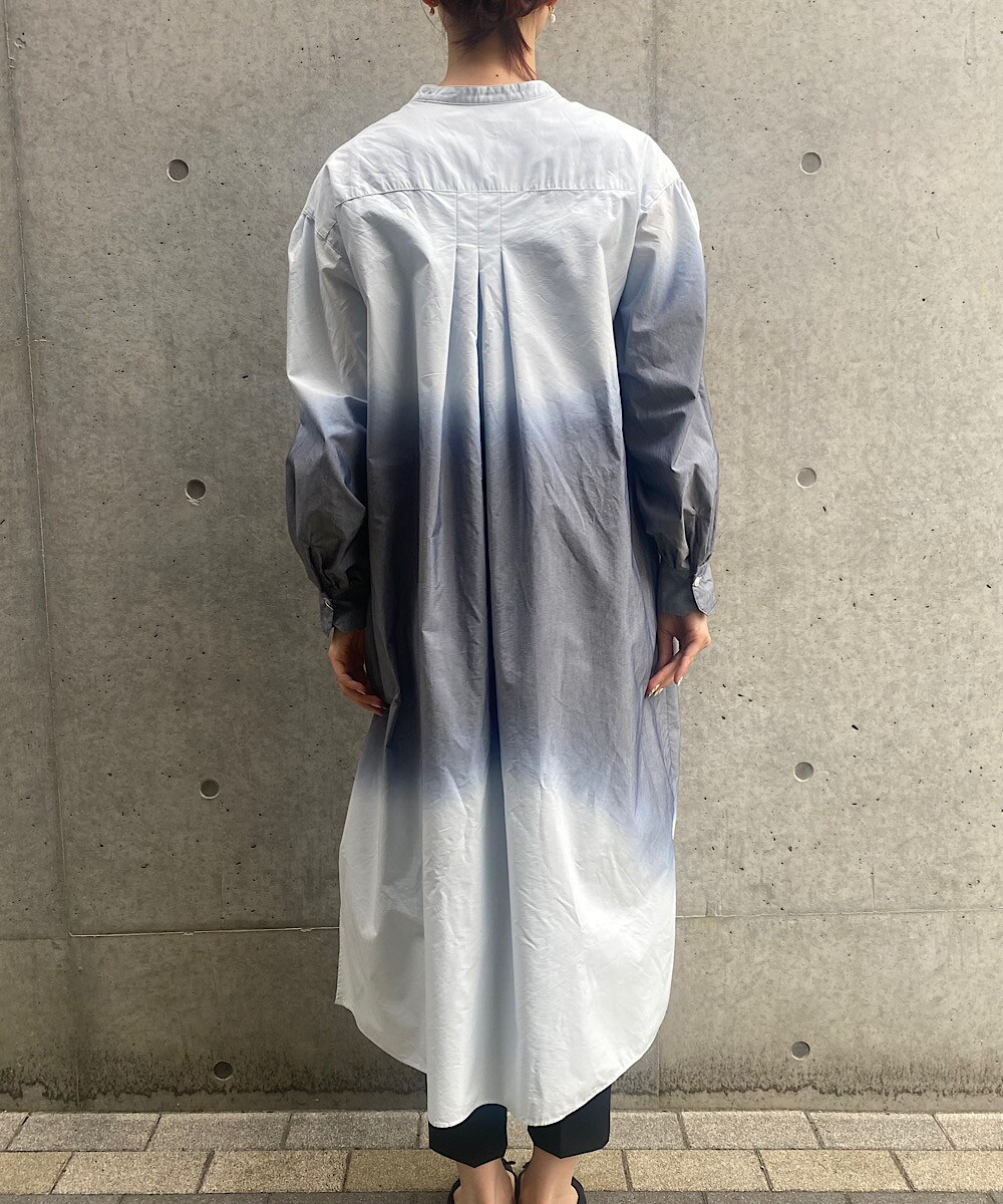 グラデーション染め　ロングシャツワンピース[ダブルネームライン]