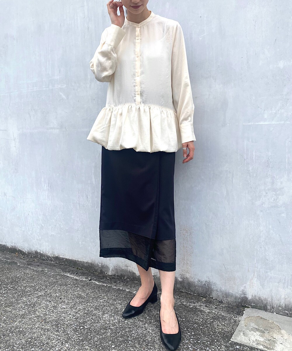 バルーンギャザーヘム　シルエットリメイクブラウス