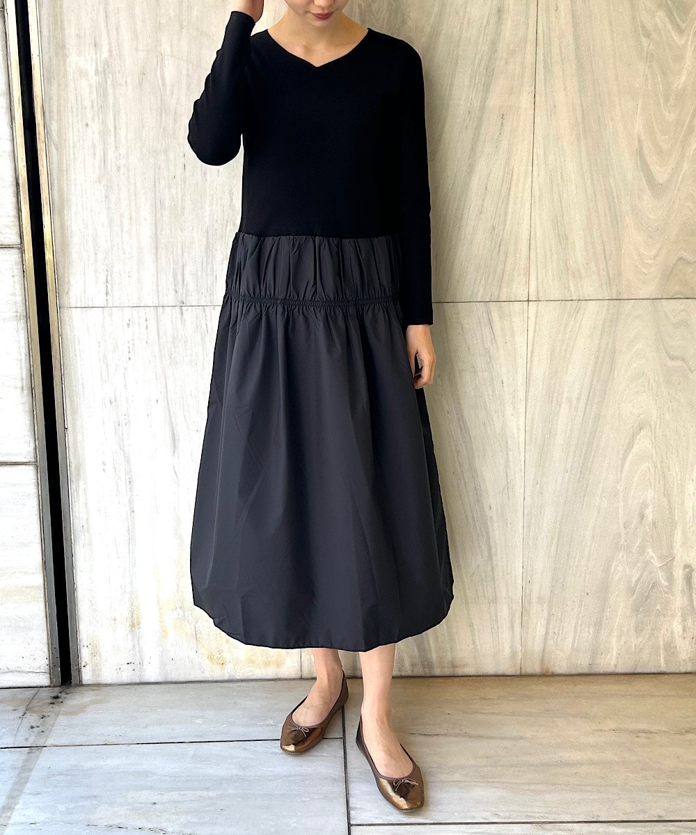  異素材タフタ使い　アイテムリメイクワンピース