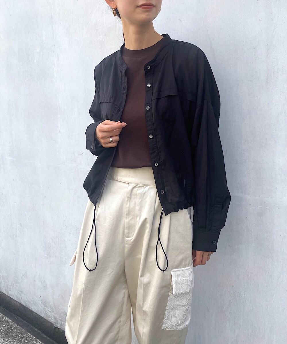 クロップド＆ドロストリメイク　ライトシャツ羽織り