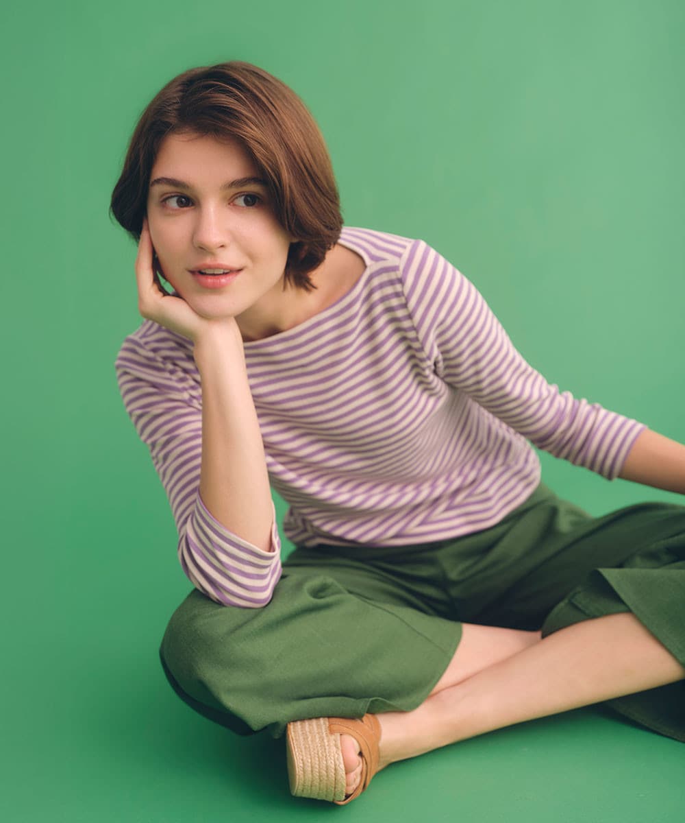 ボーダーボートネックトップ