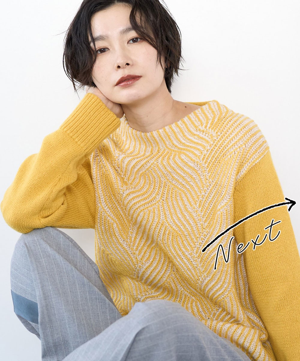 バイカラージャカードニット