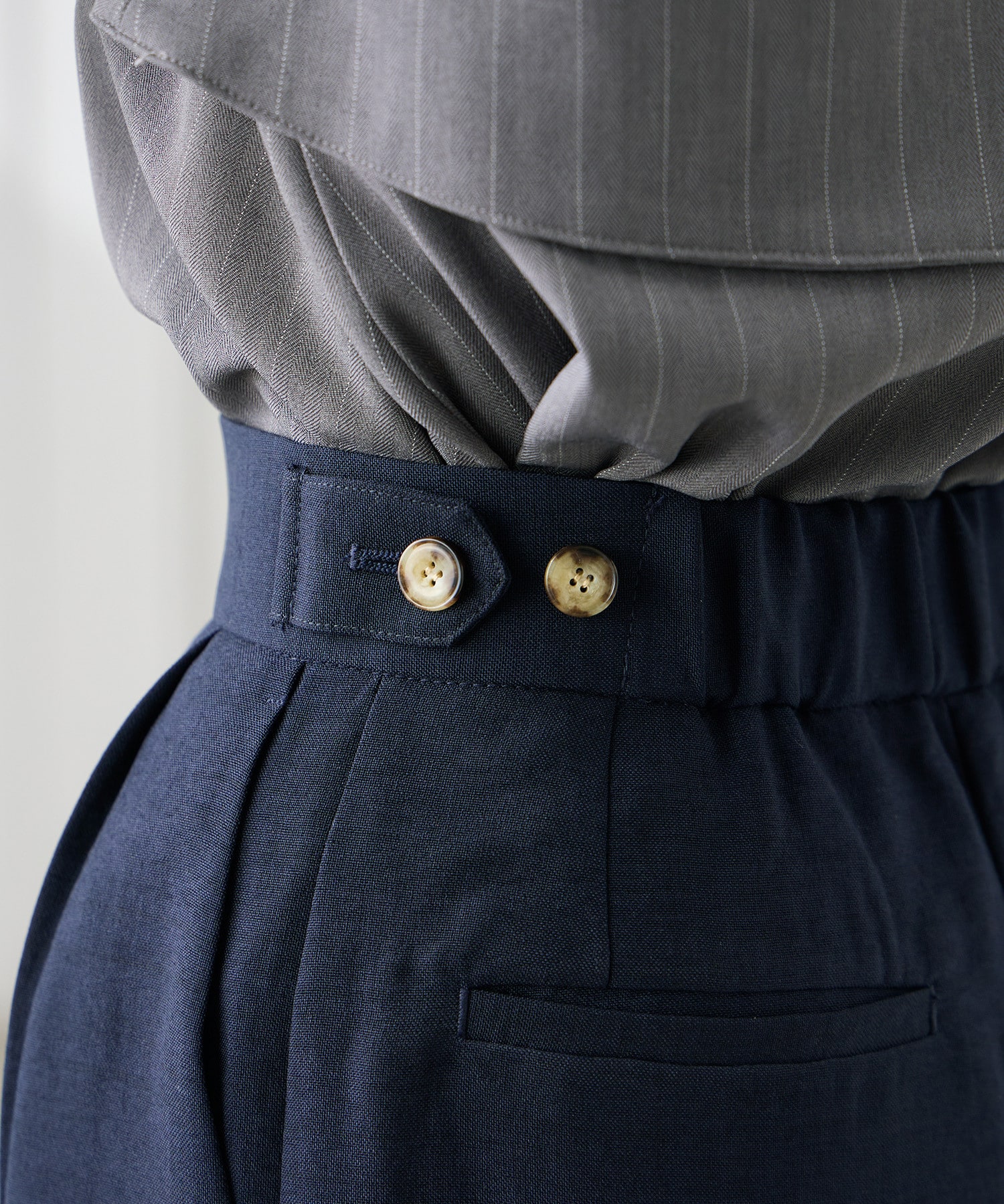 リネンライク2タックワイドパンツ