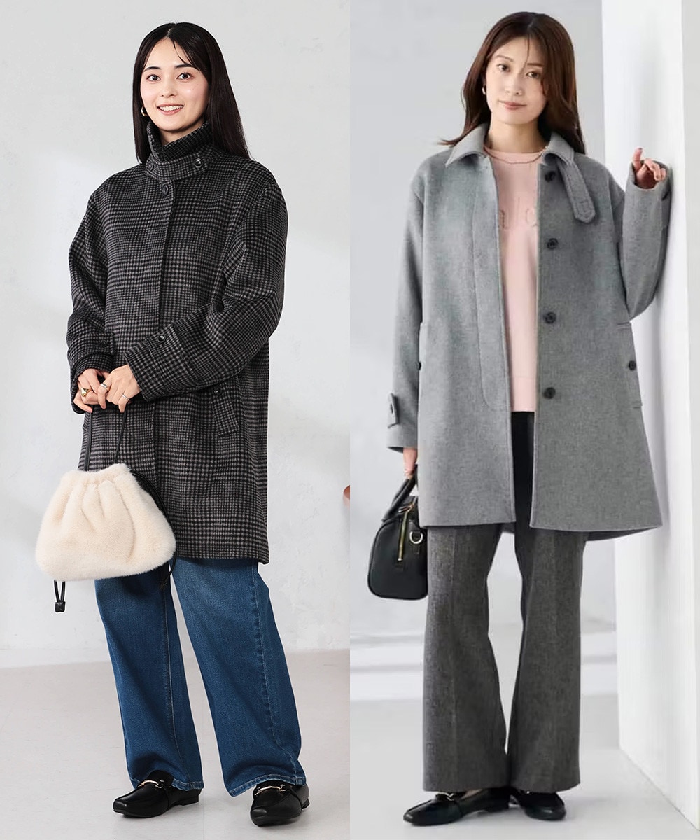 ステンカラーミディコート