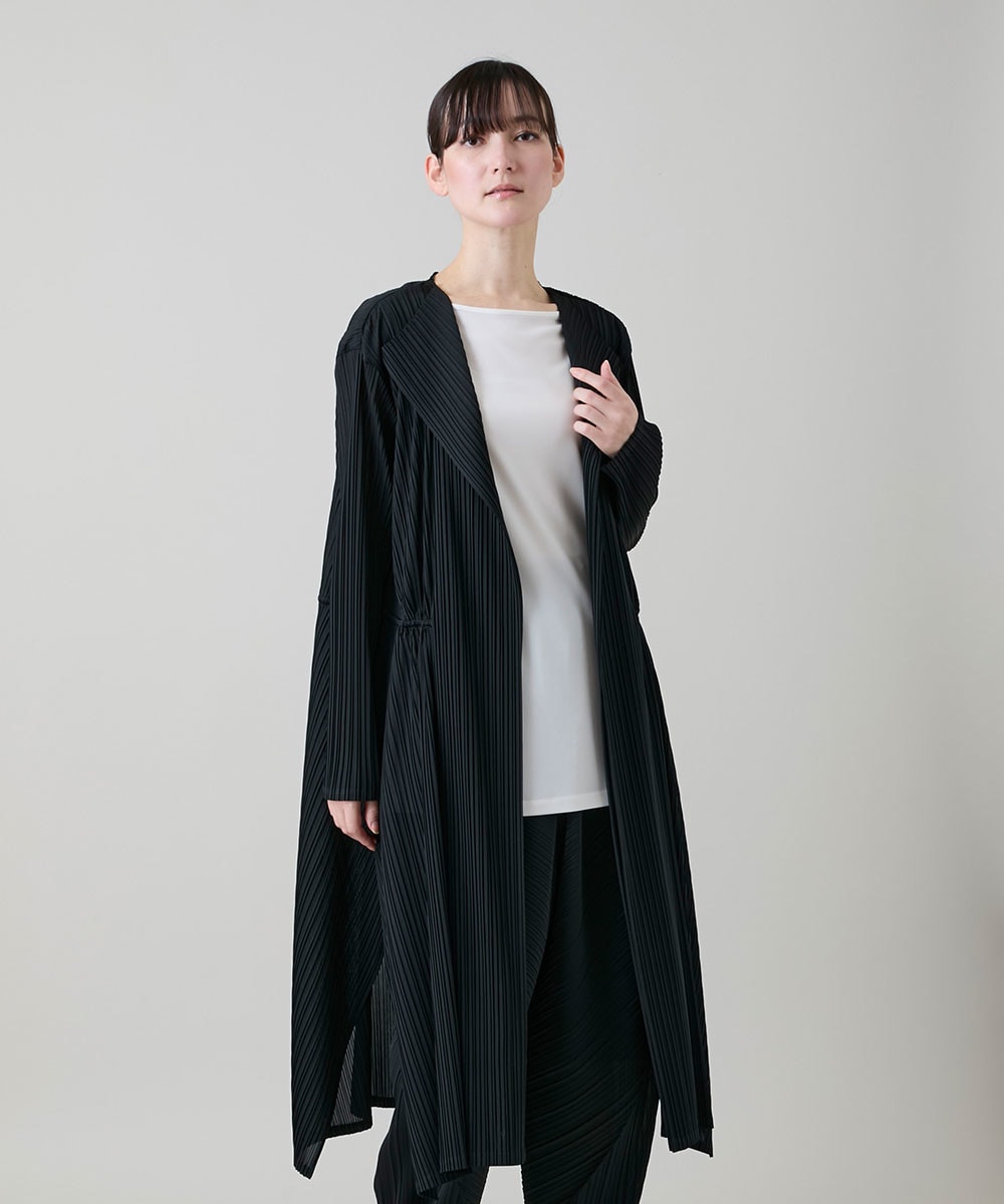 ランダムプリーツロングカーディガン/洗える