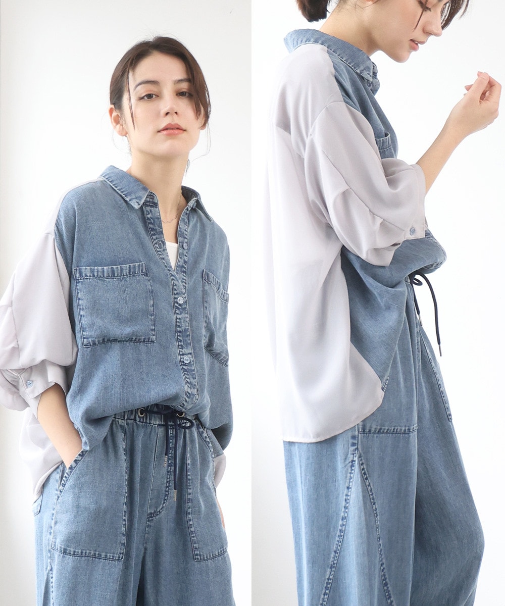 【セットアップ対応】デニムライクイージーパンツ